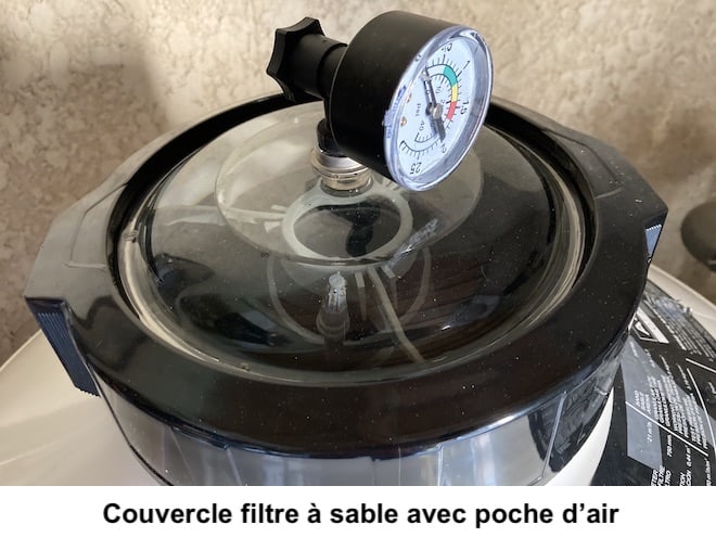 Couvercle filtre à sable avec poche d'air